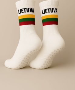 Sportinės kojinės su logotipu neslystančiu padu